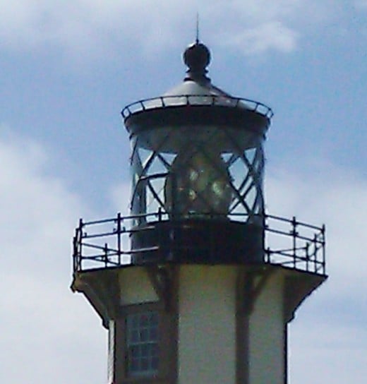 Point Cabrillo Lighthouse tower with its gem-like lens