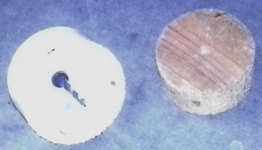 Hole saw and the blank, the inspiration of these projects.