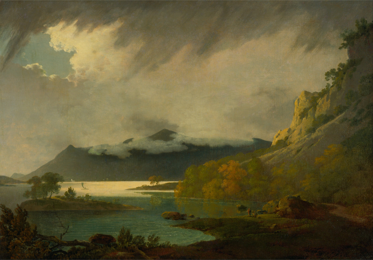 Late 18th century painting of Derwent Water by Joseph Wright of Derby.