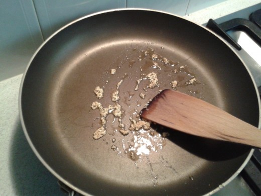 Frying the garlic
