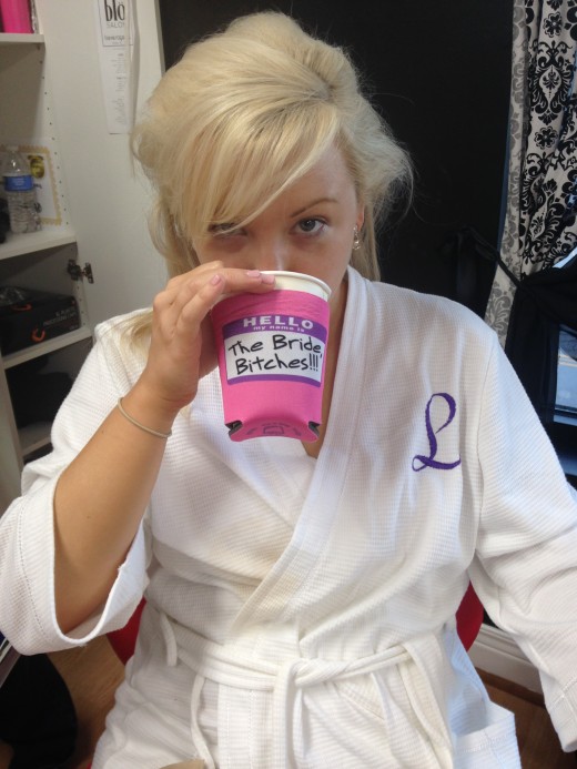 Pre-wedding prep this past September... take  note this is BEFORE my morning beauty routine!  But behind that cup and scary hair I have clear skin :) 