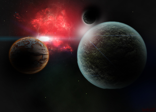 Space Nebula & undiscovered solar system (artist interpretation).