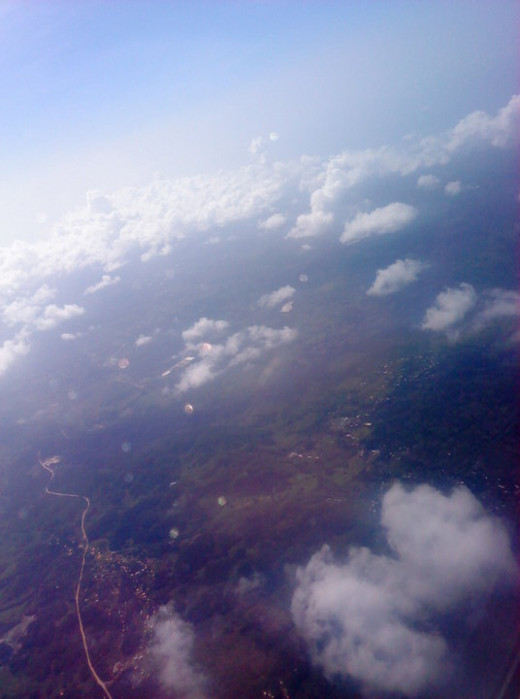 An aerial shot of Jamaica on a return trip home from vacation