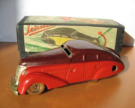 A collectable model car by Schuco complete with its box - from the 1950s