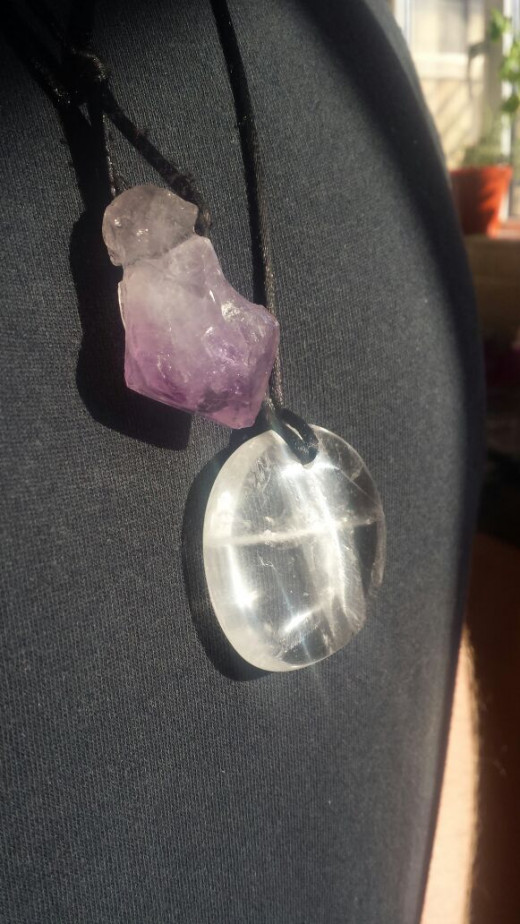 My two favorite crystals are with me all the time. Quartz clears negativity and amethyst helps me be true to myself.