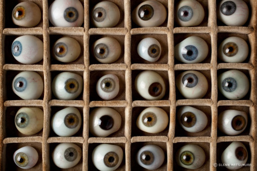 A cabinet of glass eyes