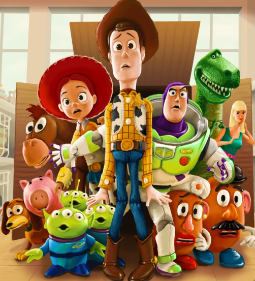 Woody, Buzz Lightyear and the gang in a scene from Toy Story 3.