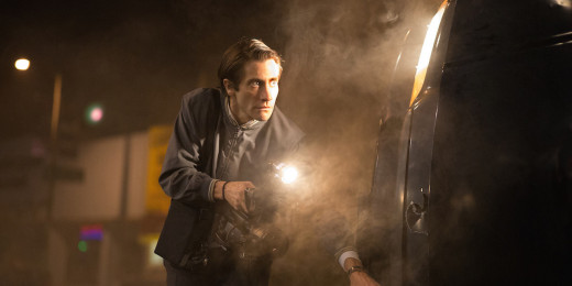 Louis Bloom (Jake Gyllenhaal) moves in for a shot in a scene from "Nightcrawler".