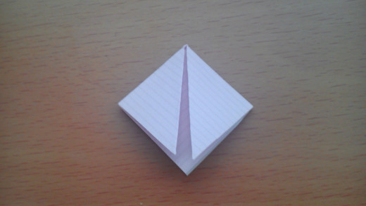 Fold left and right corners down to make a diamond shape.
