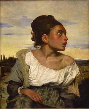 Orphan girl at the cemetary, Oil on canvas by De La Croix, 1824 Louvre