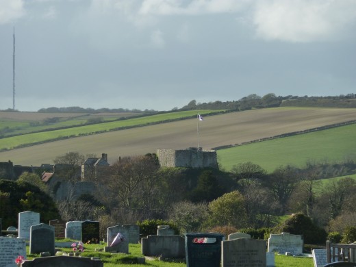 View across cemetery to Carisbrooke Castle