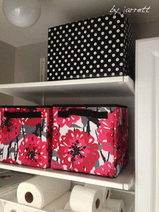 The shelves provide lots of space for bins and boxes