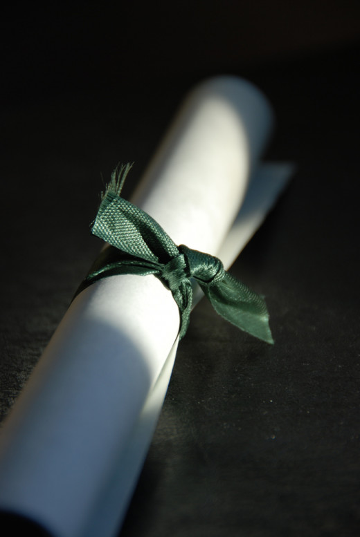 Rolled up diploma