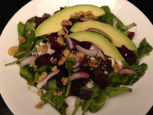 Arugula Salad with beets and avocado