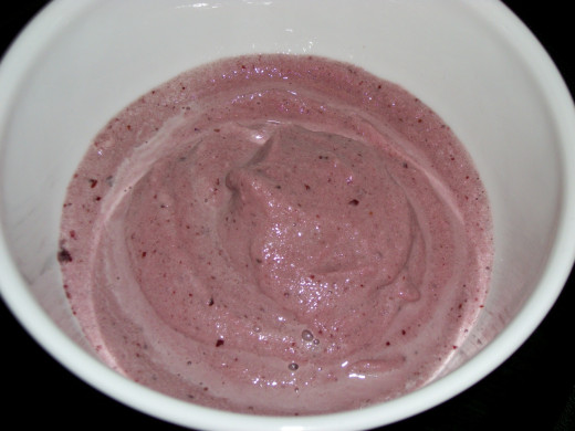 Cherry ice cream made in Vitamix blender with instant pudding