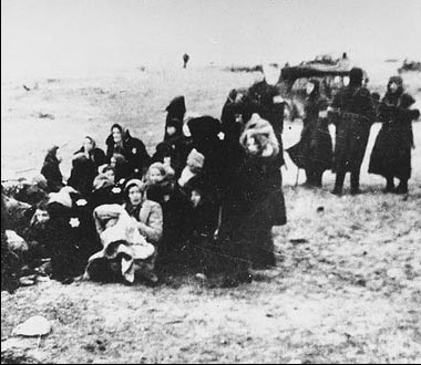Latvian women waiting to be executed