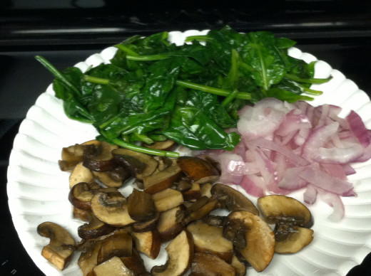 Sauteed spinach, purple onion, and baby bella mushrooms