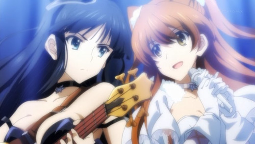 The designs of Setsuna's (right) and Touma's (left) outfits also reflect the stark contrasts in their personalities. 