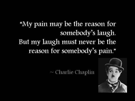 black and white poster of Charlie Chaplin quote "May pain be the reason for somebody's laugh but my laugh must never the reason for somebody's pain."