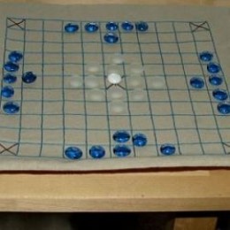 A hand embroidered Hnefatafl board