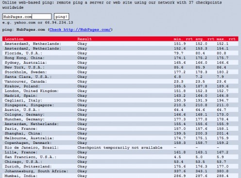 Just-Ping.com results.
