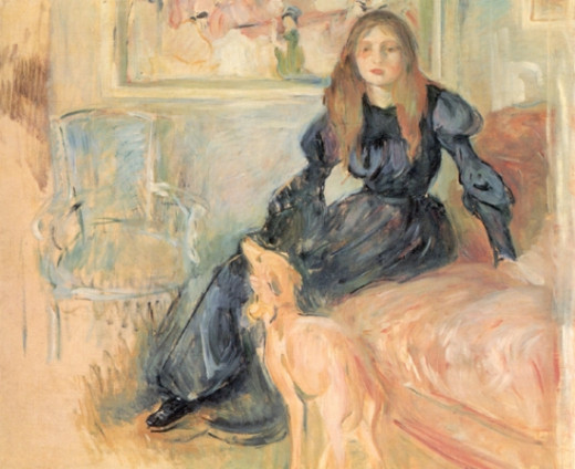 'Girl with Greyhound' (1893) by Berthe Morisot 