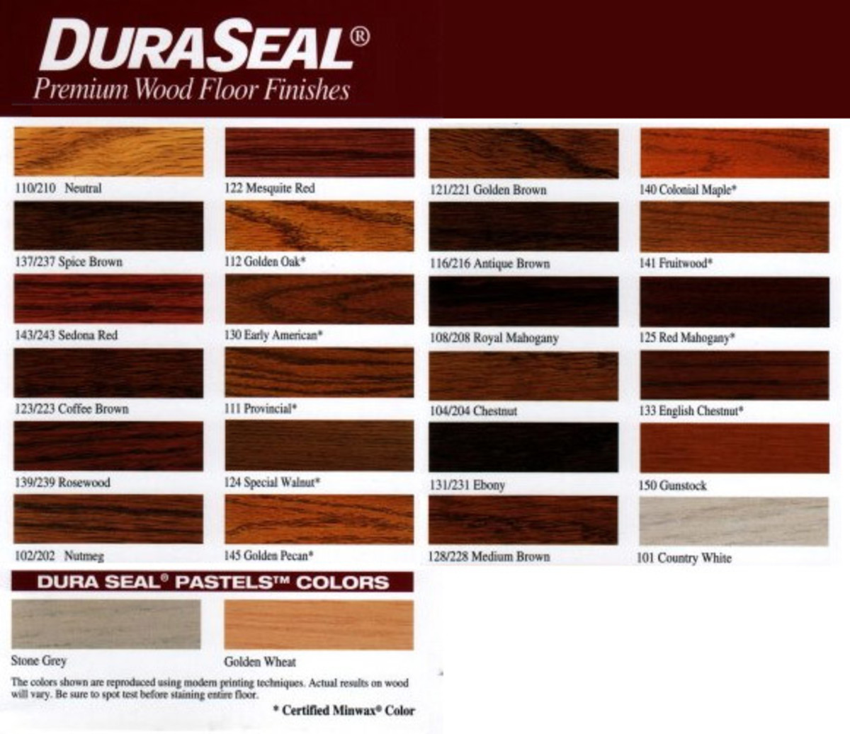 Minwax Duraseal Color Chart