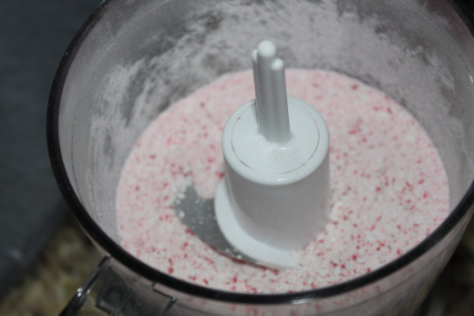 What candy canes look like after the food processor! It's almost like magical Christmas dust! 
