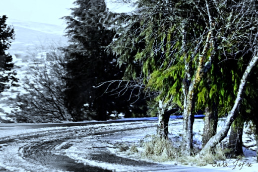 Serra da Estrela road, covered by snow