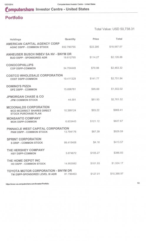Author's 16 Stock DRIP Portfolio