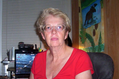 Virginia Allain and her writing space.