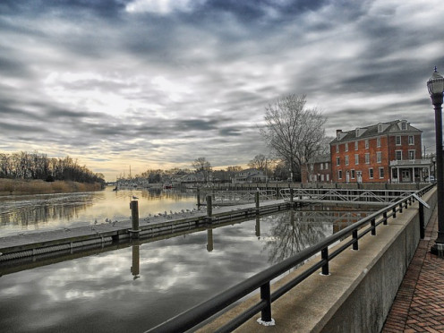 Canals in Delaware City, Delaware.