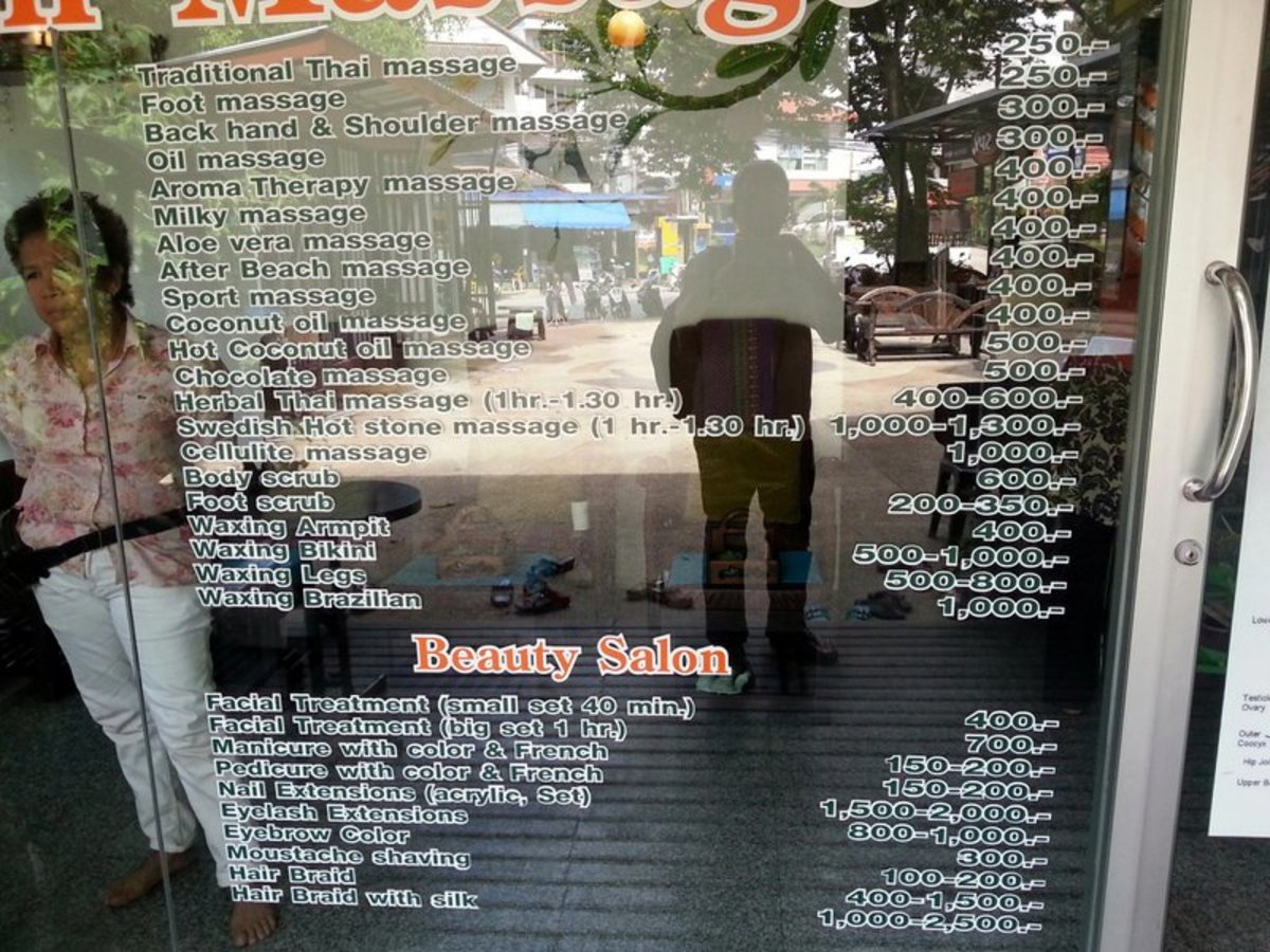 This is how much it cost for massage, waxing and beauty treatment in Krabi.