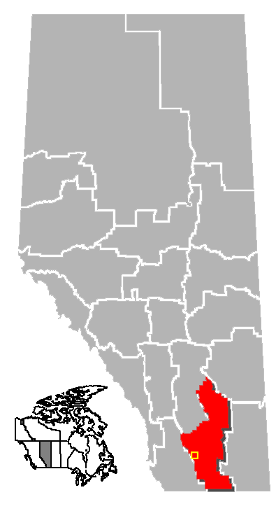 Map location of Lethbridge Census Division, Alberta 