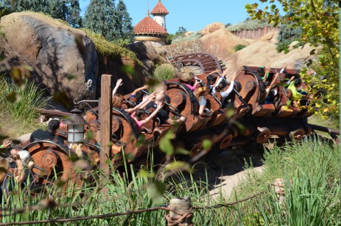 "The Seven Dwarfs Mine Train" attraction at The Magic Kingdom at Walt Disney World is a family-friendly rollercoaster-type ride through the diamond mine worked by the seven dwarves.