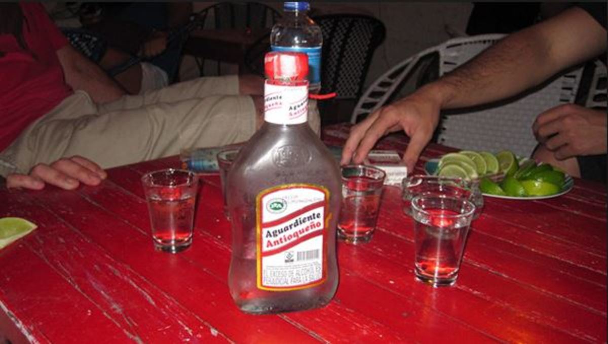 This is called a "media" in Medellin, which is half botle of aguardiente. In Cali it is called "caneca"