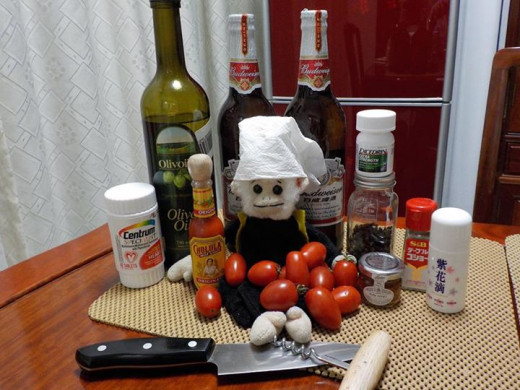 Mooch making some kind of weird concoction... 