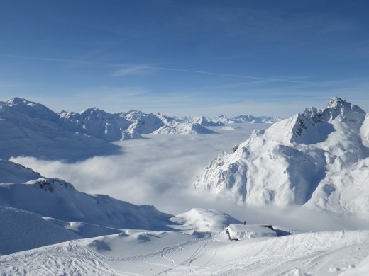 Zürs - Lech, Austria. Valley fog, clear above.