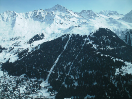 Verbier, Switzerland, as viewed from a helicopter.