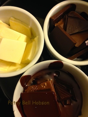 Set chocolate filled ramekins in a crock pot set on low.