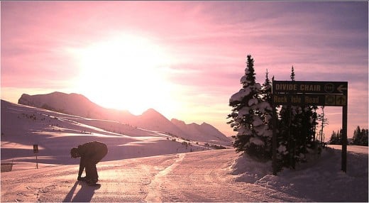 This is sunlight at dawn in a place called Sunshine Village.  It is beautiful!  The photographer has offered this photo to be used by anyone, and was taken in Canada in 2005.  