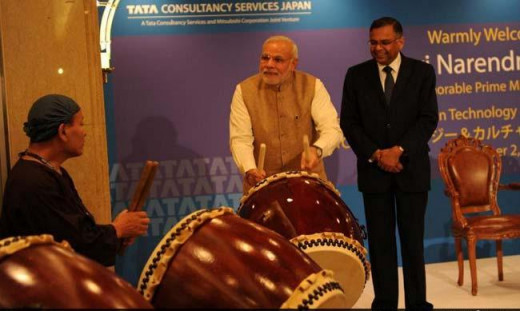 Modi also has some hidden talent in music. It was seen when he played drums in Japan with the crew of a band. 
