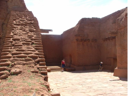 Visitors to Pecos National Historical Park give you a perspective of the size of the third edition of Mission Nuestra Senora de los Angeles built in 1693 by Spanish friars to convert the Pueblo Indians to Christianity.