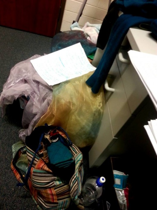 This is what my office floor looked like when I had filming going on for a dance project at the same time as writing up my PhD....