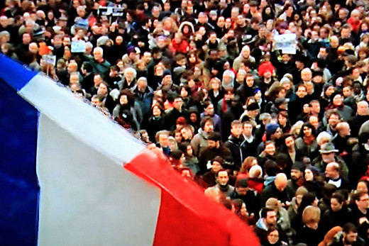 Crowds thousands strong thronged the streets of Paris on 11th January 2015