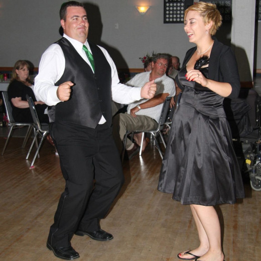 Couple dancing at a local event.