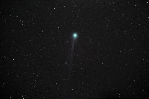 Comet C/2014 Q2 (Lovejoy) is making a big show this month as it nears its perihelion on January 30th. The comet only comes around once every 11000 years. It's also one of the closest comets to come near Earth. 