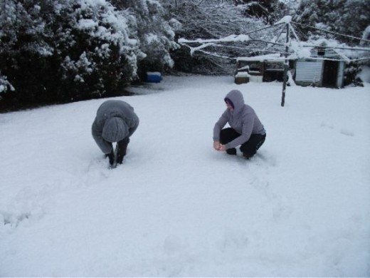 Having fun in the snow.