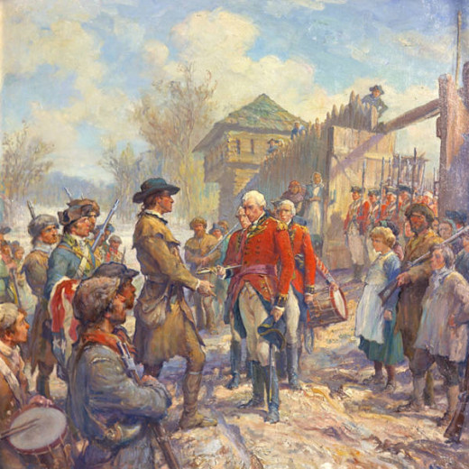 "Fall of Fort Sackville", painted by Frederick Coffay Yohn