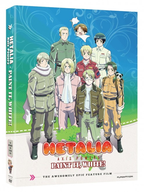 DVD cover featuring the Hetalia Axis Powers Paint It White movie. The characters you can see are: Russia, America, France, England, North Italy, China, Germany, Japan